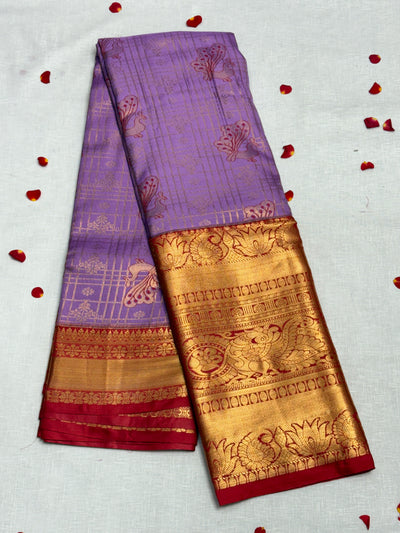 Lavender Red Dharmavaram Pattu Saree