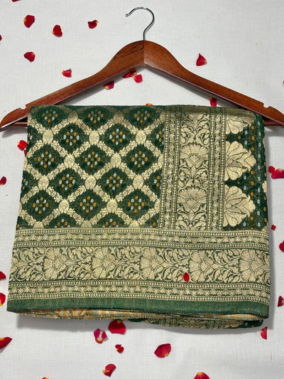 Pure Khadi Georgette Bandhini Banaras Saree