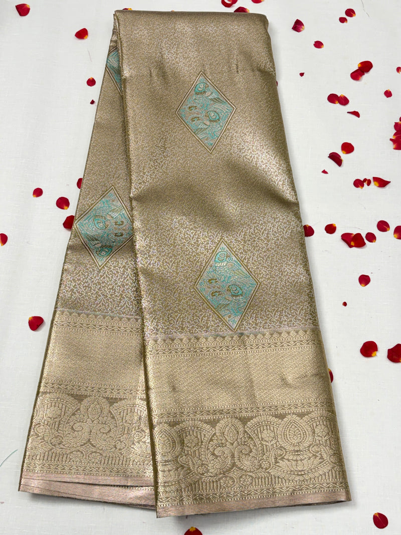 Semi Dharmavaram Pattu Saree — Pastel Collection - View 1