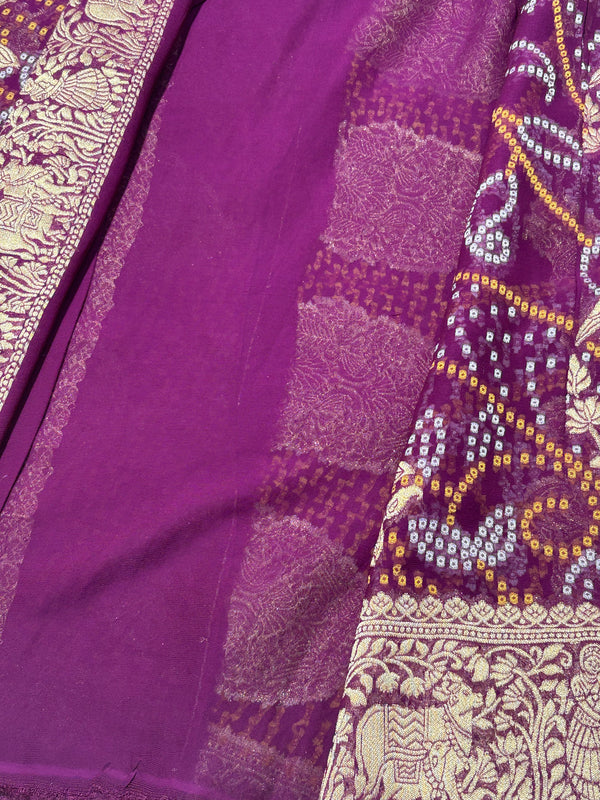 Pure Khadi Georgette Bandhini Banaras Saree