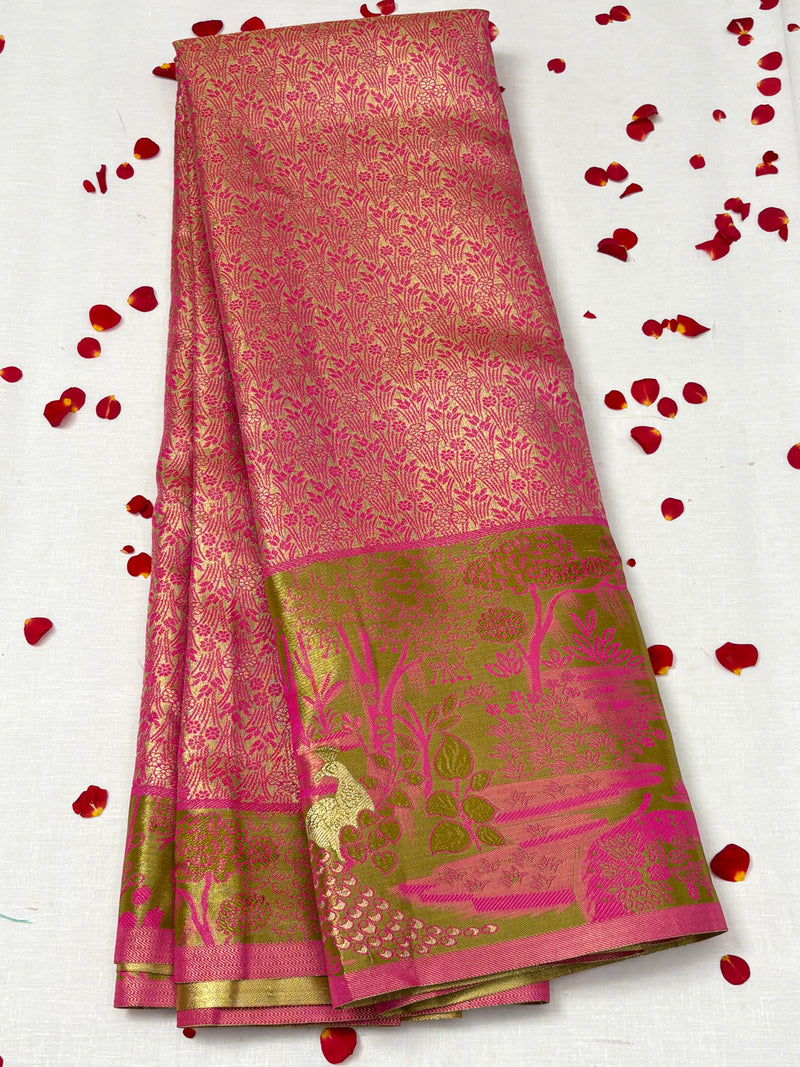 Semi Dharmavaram Pattu Saree — Pastel Collection - View 1
