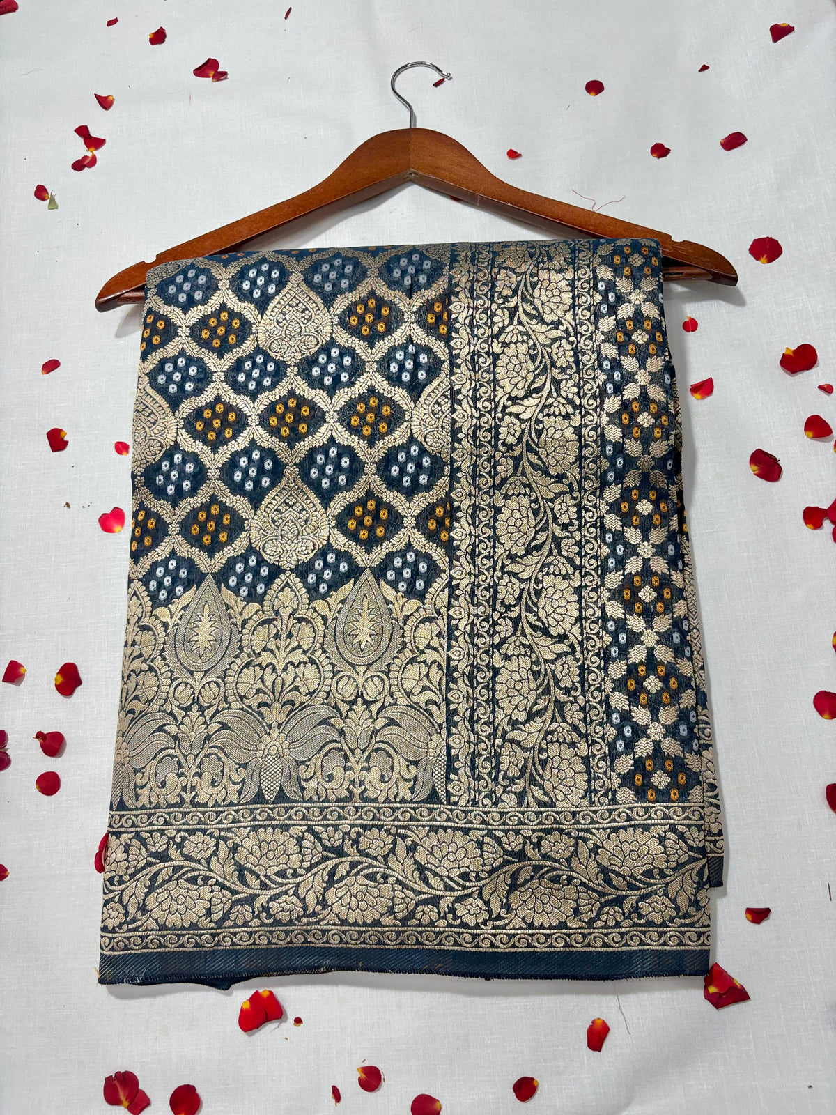 Pure Khadi Georgette Bandhini Banaras Saree