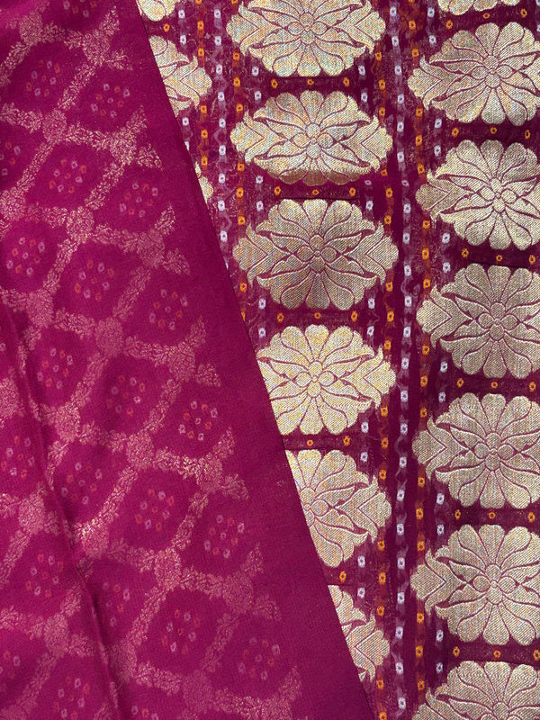 Pure Khadi Georgette Bandhini Banaras Saree