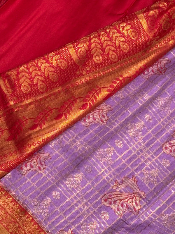 Lavender Red Dharmavaram Pattu Saree