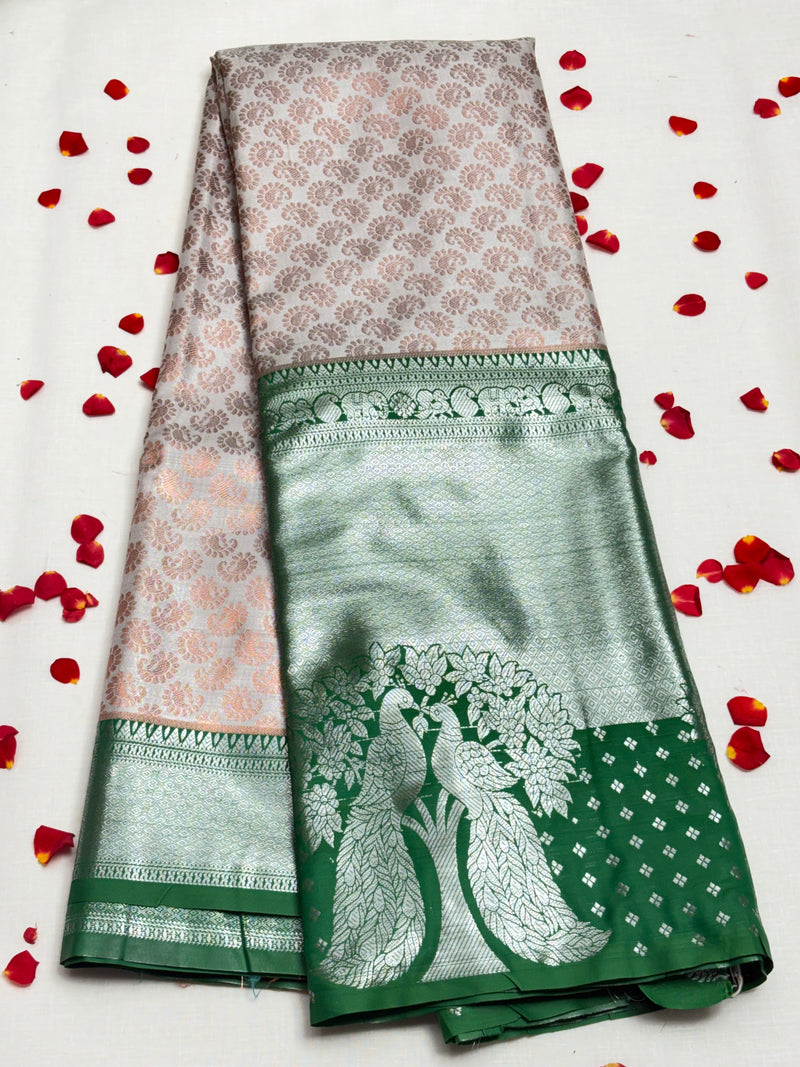 Semi Dharmavaram Pattu Saree — Pastel Collection - View 1