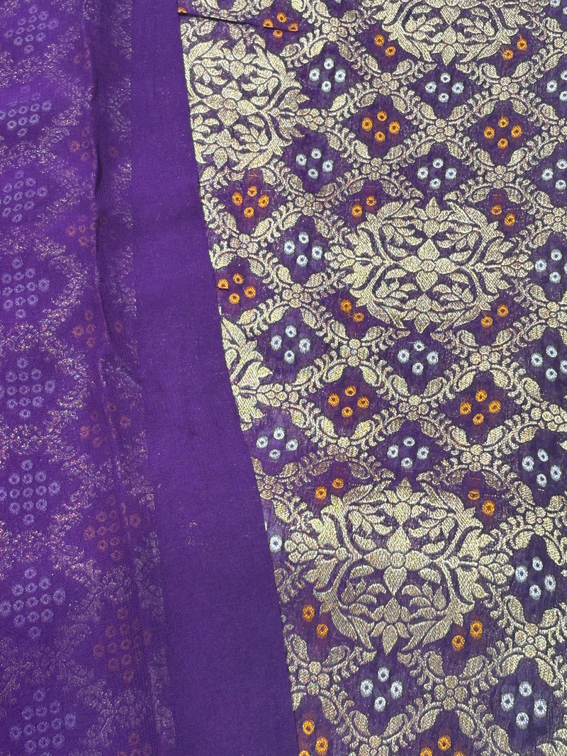 Pure Khadi Georgette Bandhini Banaras Saree - View 2