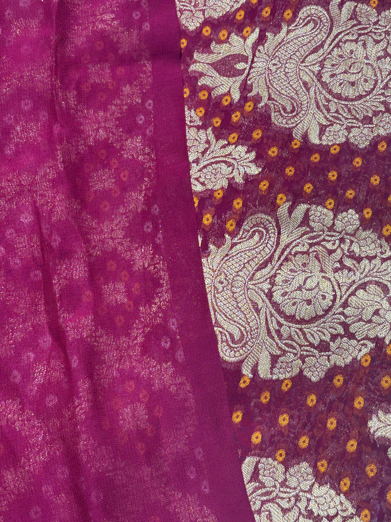 Pure Khadi Georgette Bandhini Banaras Saree - View 2