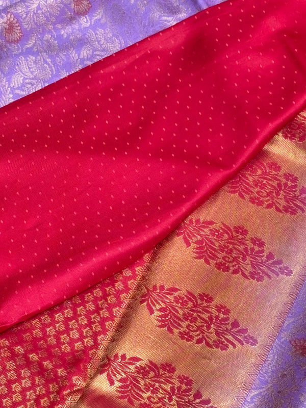 Lavender Red Dharmavaram Pattu Saree