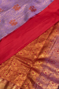 Lavender Red Dharmavaram Pattu Saree view 2