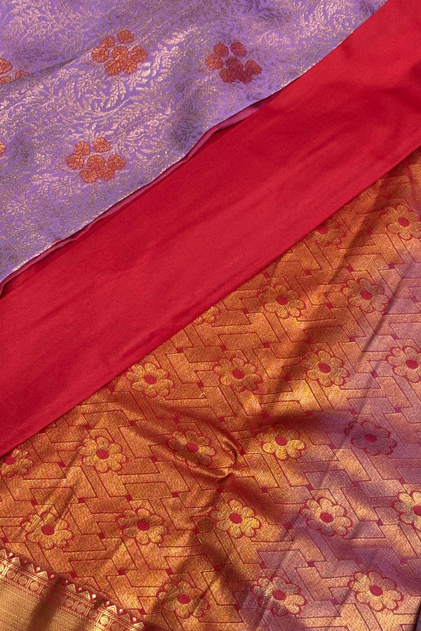 Lavender Red Dharmavaram Pattu Saree