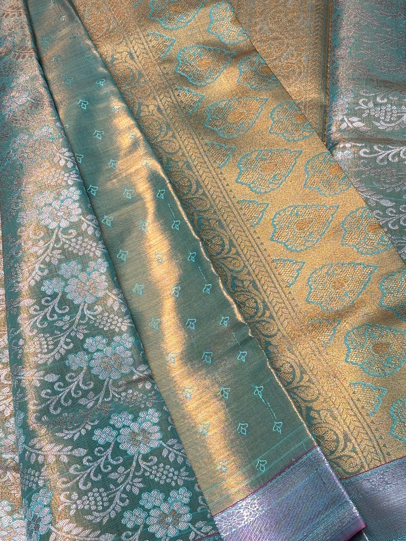 Semi Dharmavaram Pattu Saree — Pastel Collection - View 2