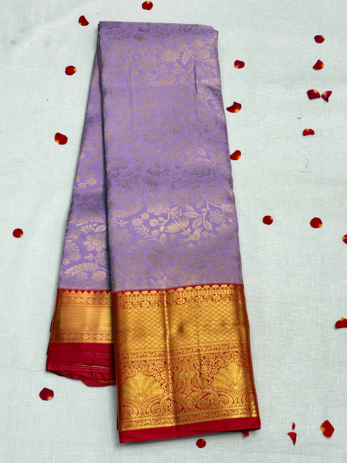 Lavender Red Dharmavaram Pattu Saree