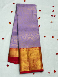 Lavender Red Dharmavaram Pattu Saree view 1