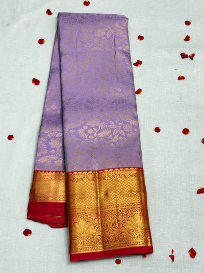 Lavender Red Dharmavaram Pattu Saree