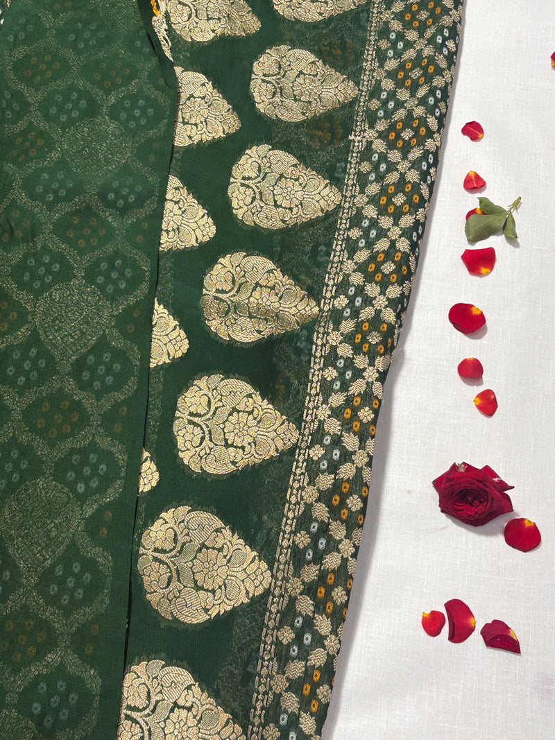 Pure Khadi Georgette Bandhini Banaras Saree - View 2