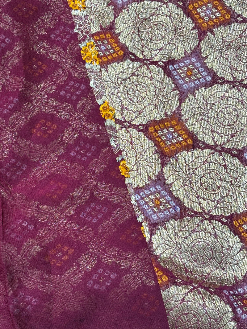 Pure Khadi Georgette Bandhini Banaras Saree - View 2