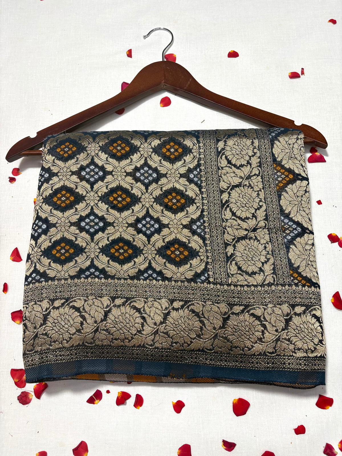 Pure Khadi Georgette Bandhini Banaras Saree