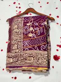 Pure Khadi Georgette Bandhini Banaras Saree view 1