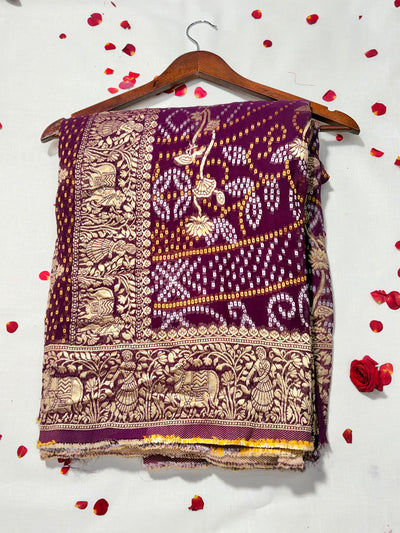 Pure Khadi Georgette Bandhini Banaras Saree