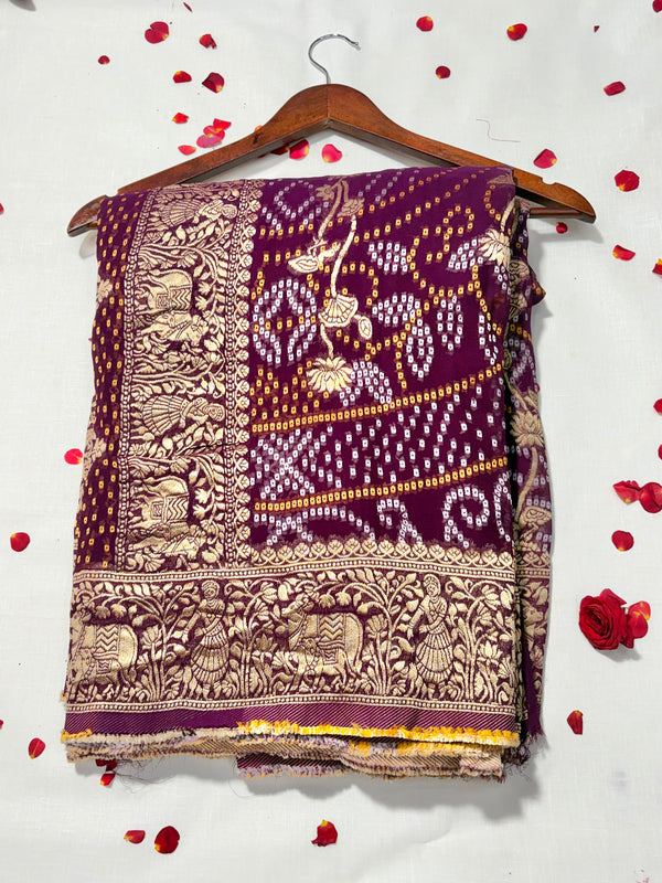 Pure Khadi Georgette Bandhini Banaras Saree