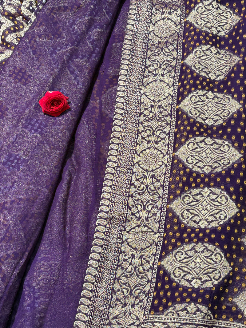 Pure Khadi Georgette Bandhini Banaras Saree - View 2