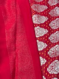 Pure Khadi Georgette Bandhini Banaras Saree view 2