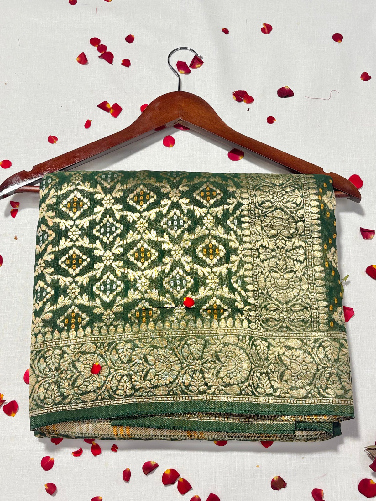 Pure Khadi Georgette Bandhini Banaras Saree