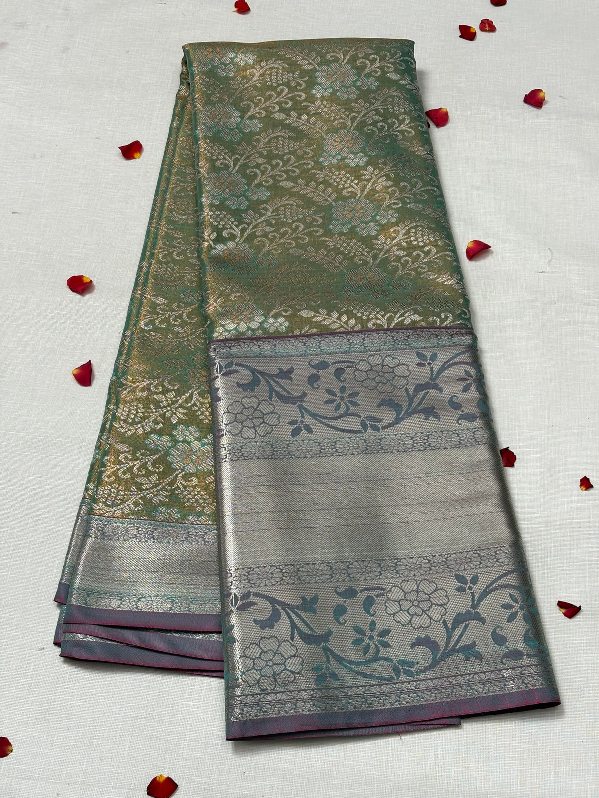 Semi Dharmavaram Pattu Saree — Pastel Collection