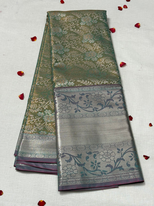 Semi Dharmavaram Pattu Saree — Pastel Collection