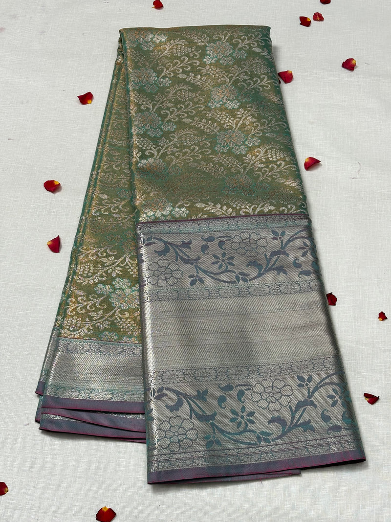 Semi Dharmavaram Pattu Saree — Pastel Collection - View 1
