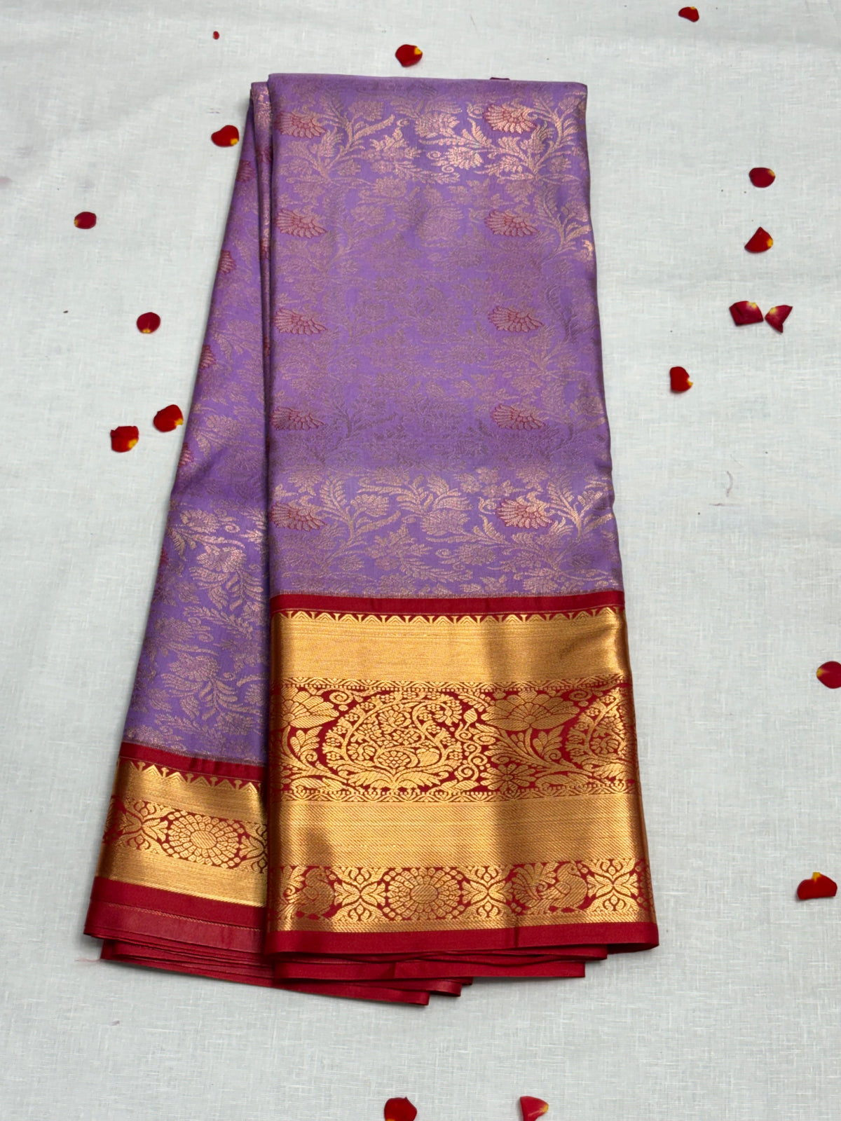 Lavender Red Dharmavaram Pattu Saree