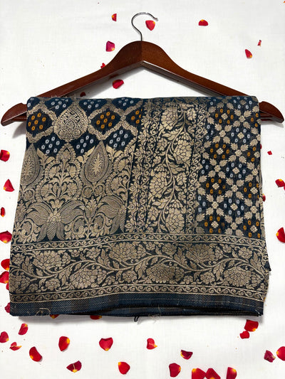 Pure Khadi Georgette Bandhini Banaras Saree