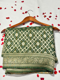 Pure Khadi Georgette Bandhini Banaras Saree view 1