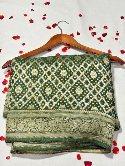 Pure Khadi Georgette Bandhini Banaras Saree