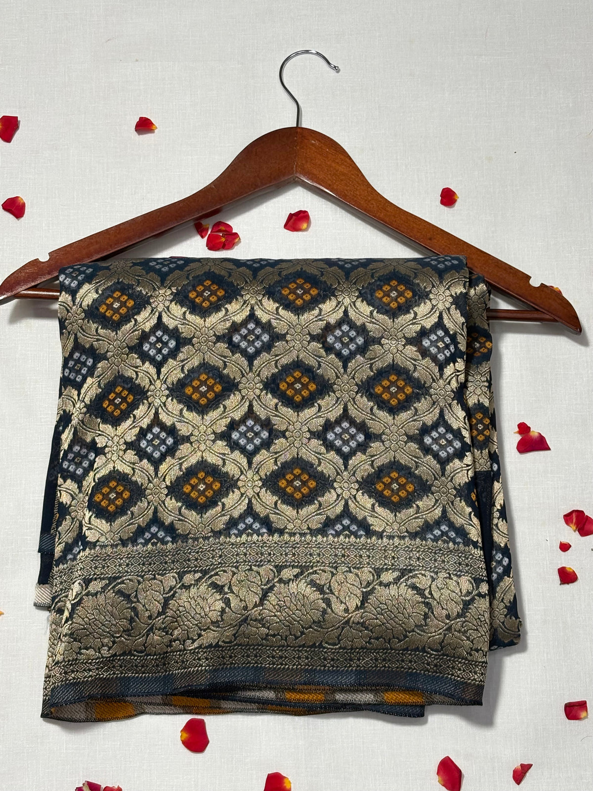 Pure Khadi Georgette Bandhini Banaras Saree