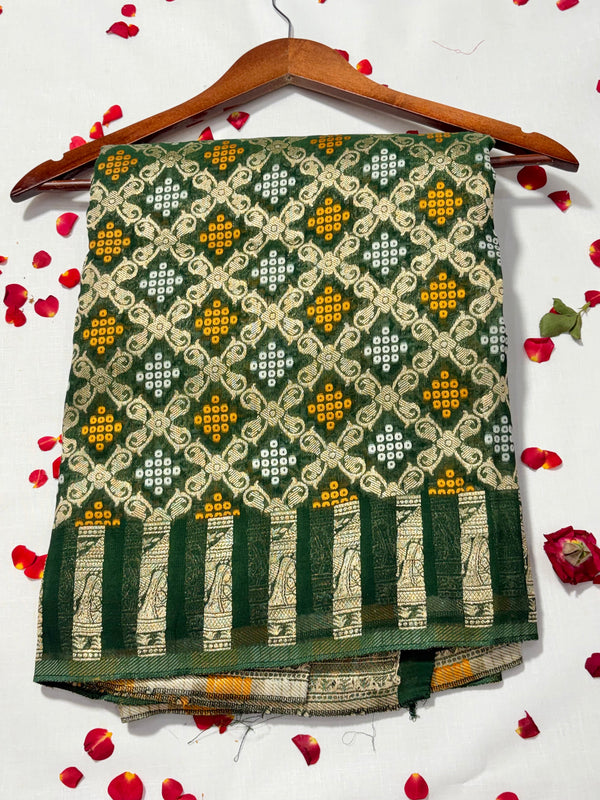 Pure Khadi Georgette Bandhini Banaras Saree