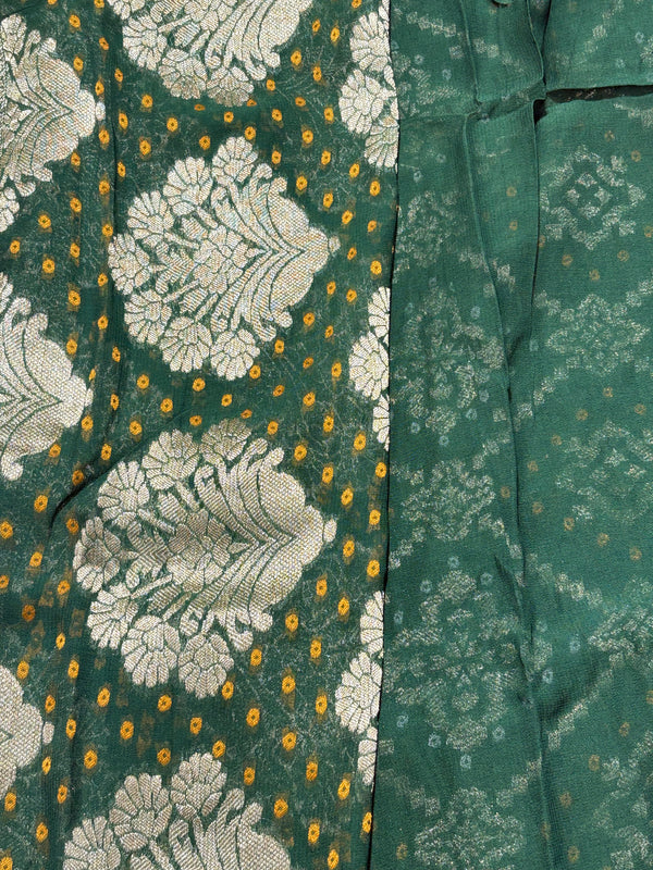Pure Khadi Georgette Bandhini Banaras Saree