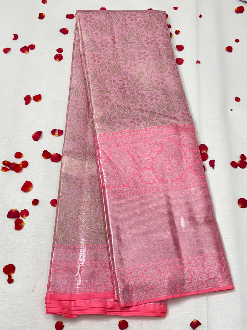 Semi Dharmavaram Pattu Saree — Pastel Collection - View 1