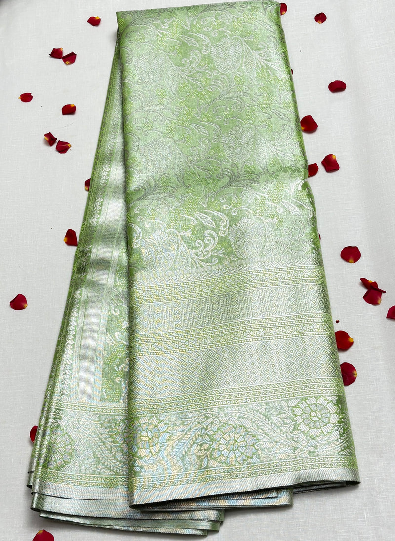 Semi Dharmavaram Pattu Saree — Pastel Collection - View 1