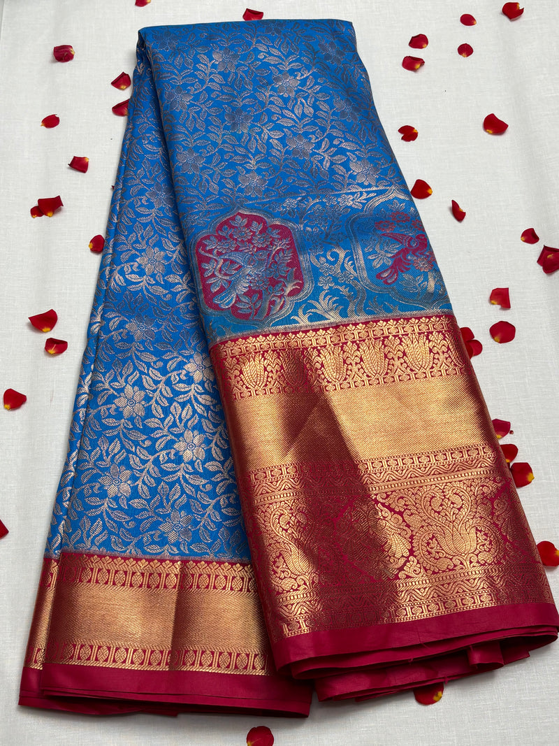 Semi Dharmavaram Pattu Saree — Pastel Collection - View 1