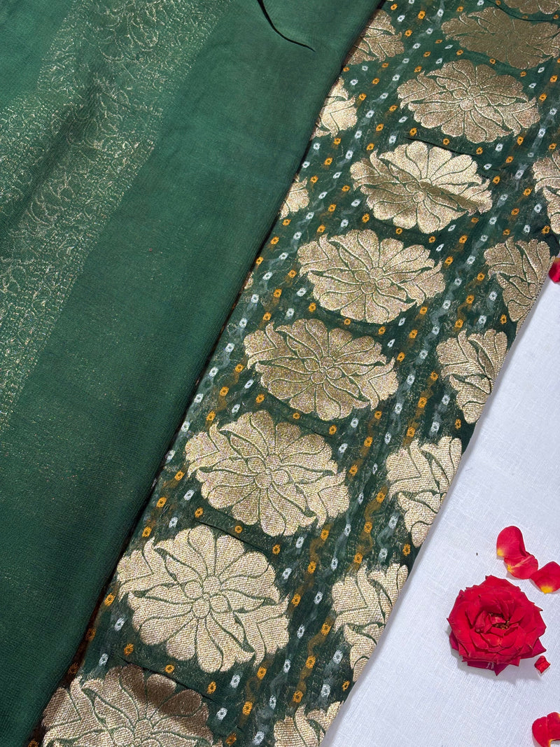 Pure Khadi Georgette Bandhini Banaras Saree - View 2