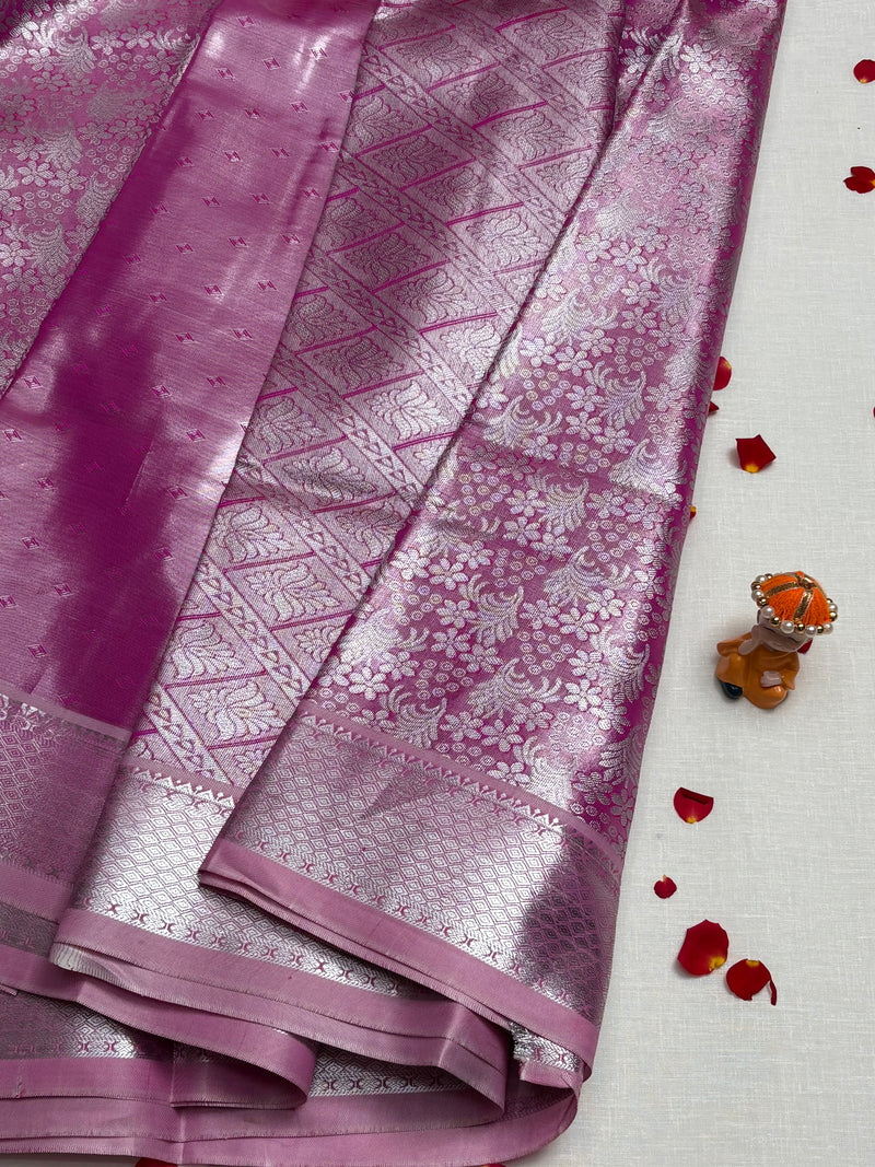 Semi Dharmavaram Pattu Saree — Pastel Collection - View 2