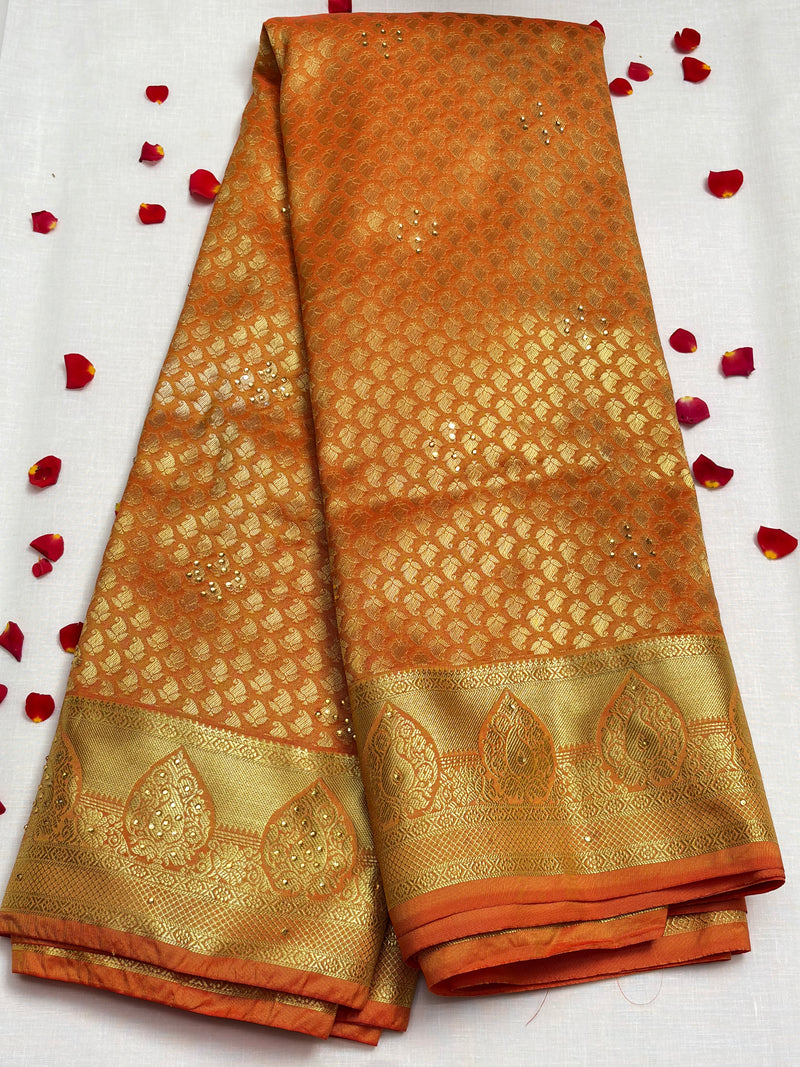 Semi Dharmavaram Pattu Saree — Pastel Collection - View 1