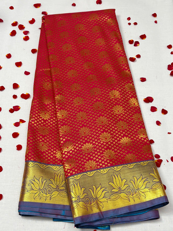 Semi Dharmavaram Pattu Saree — Pastel Collection