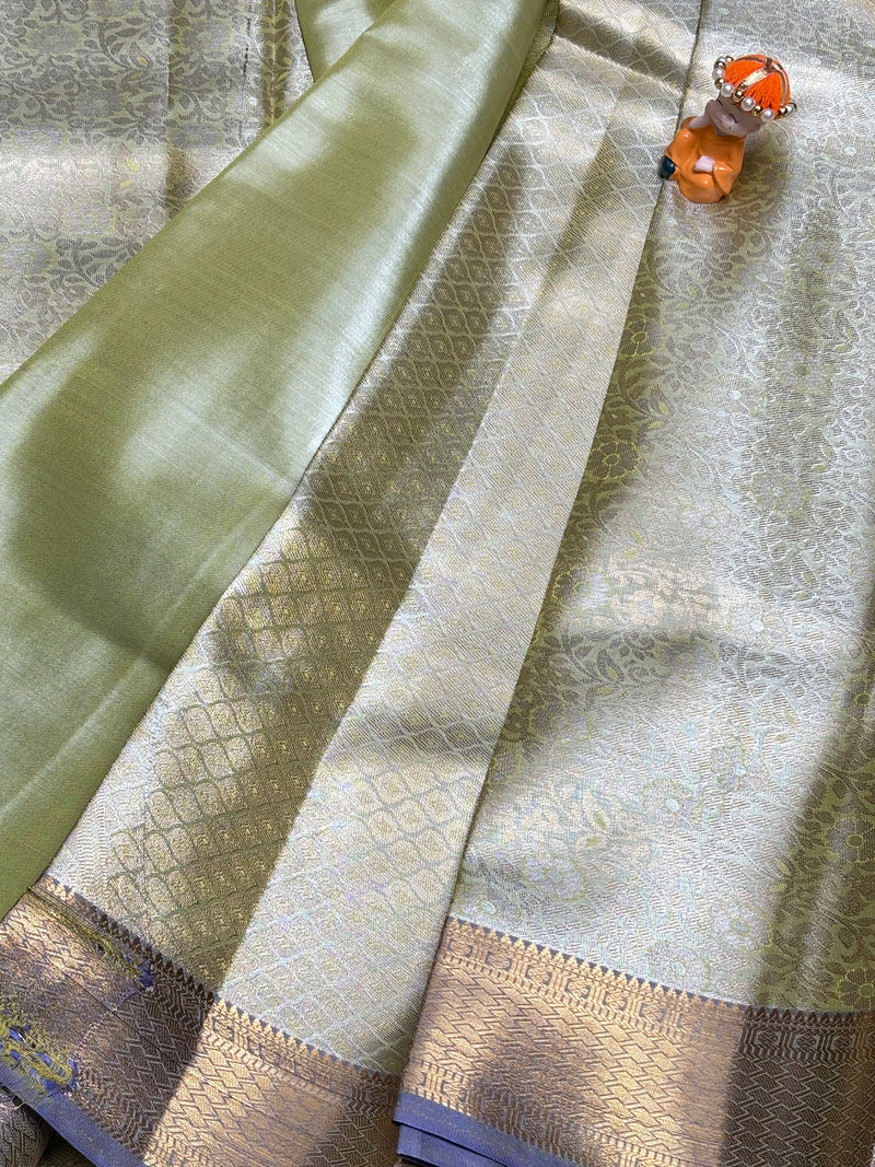 Semi Dharmavaram Pattu Saree — Pastel Collection - View 2