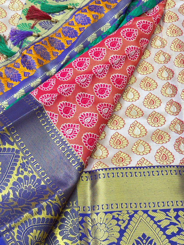 Semi Dharmavaram Pattu Saree — Pastel Collection