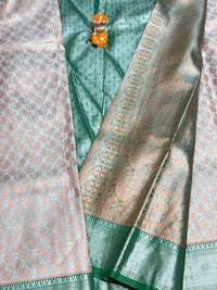 Semi Dharmavaram Pattu Saree — Pastel Collection view 2