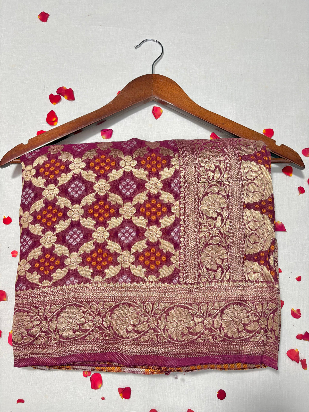 Pure Khadi Georgette Bandhini Banaras Saree