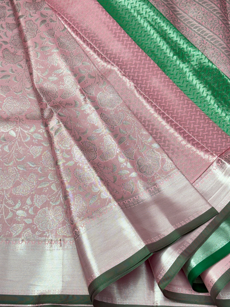 Semi Dharmavaram Pattu Saree — Pastel Collection - View 2