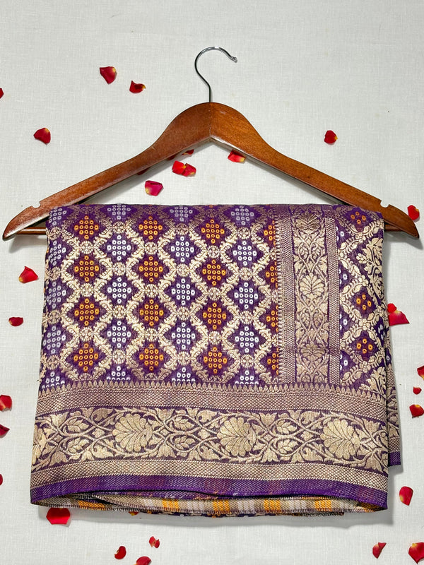 Pure Khadi Georgette Bandhini Banaras Saree